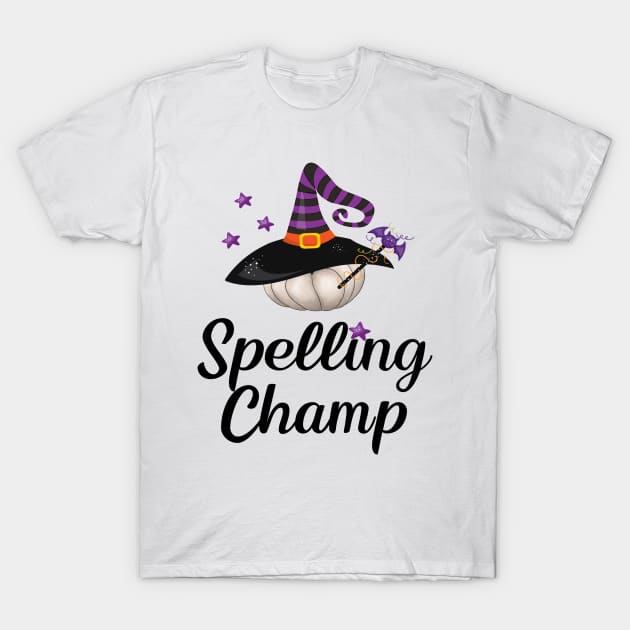 Halloween Witch Tshirt Funny Spelling Champ Costume T-Shirt by InnerMagic